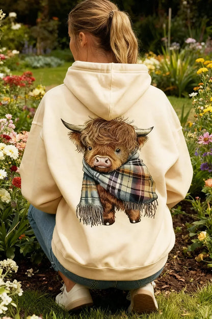 🐮 49% OFF! 🎁 Cute Highland Cow Fleece-Lined Hoodie – Cosy & Warm Hooded Sweatshirt | Soft Plush Lining | Cute Cow Design | Perfect for Chilly Days & Relaxing at Home