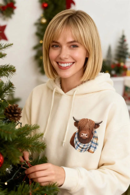 🐮 49% OFF! 🎁 Cute Highland Cow Fleece-Lined Hoodie – Cosy & Warm Hooded Sweatshirt | Soft Plush Lining | Cute Cow Design | Perfect for Chilly Days & Relaxing at Home