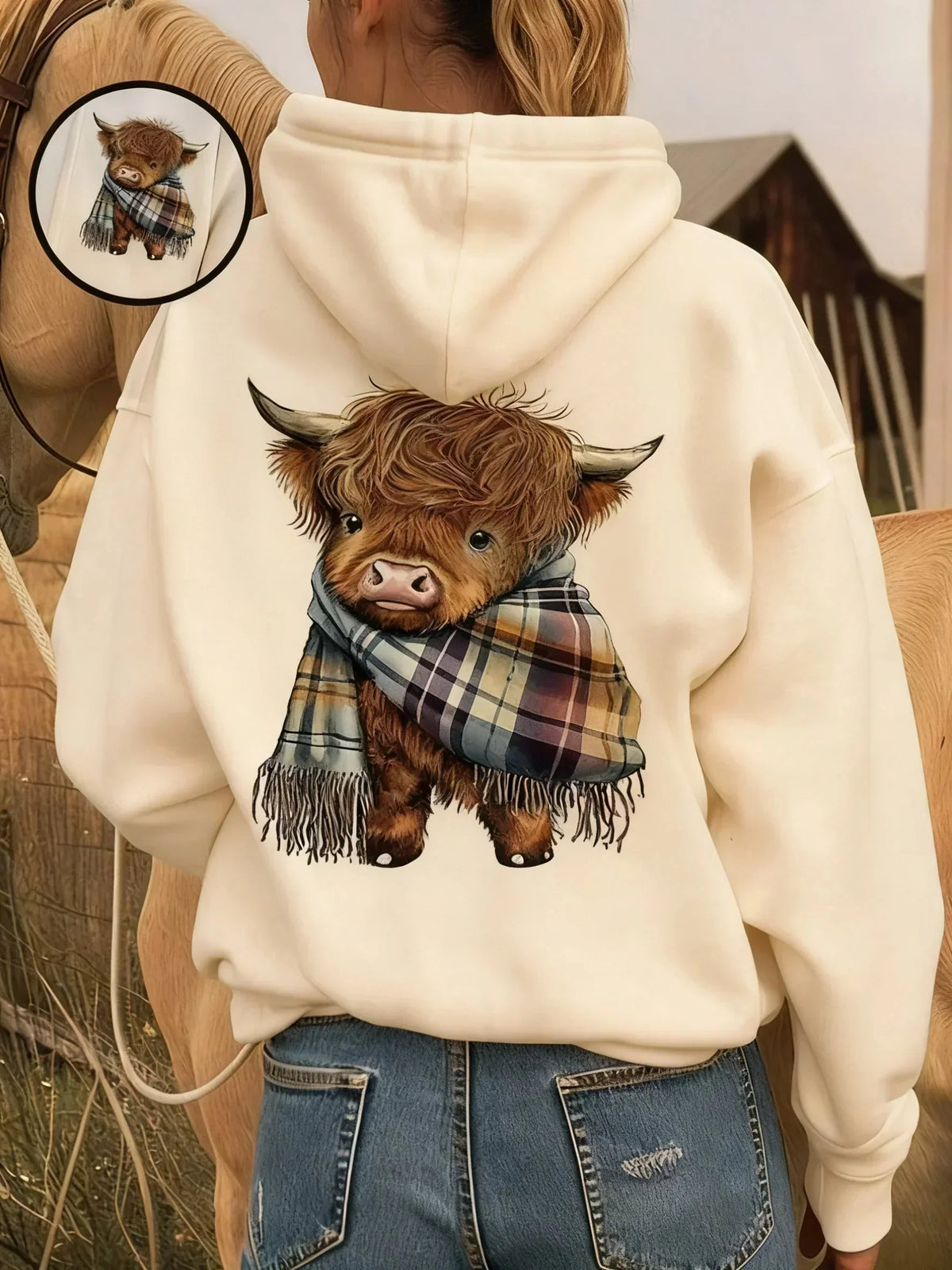 🐮 49% OFF! 🎁 Cute Highland Cow Fleece-Lined Hoodie – Cosy & Warm Hooded Sweatshirt | Soft Plush Lining | Cute Cow Design | Perfect for Chilly Days & Relaxing at Home