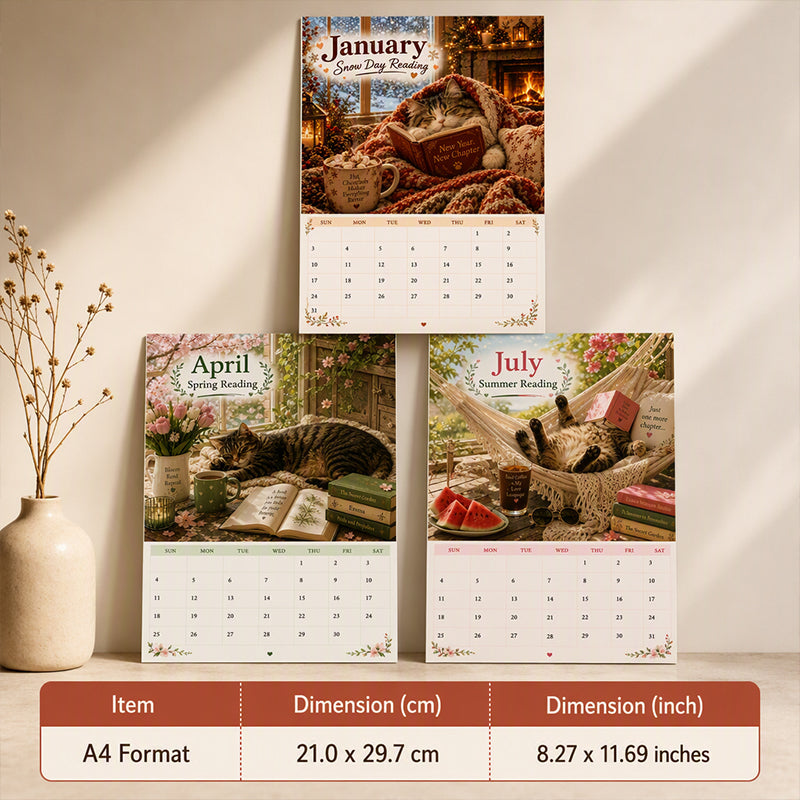 😻49% OFF | 2027 Cats Chillin' with Books Wall Calendar – Adorable Cat‑Book Art, Large Writing Blocks, Perfect Gift For Cat & Book Lovers!