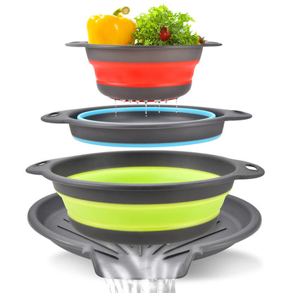 🥗 New Arrivals 49% OFF💥3-Piece Collapsible Colander Set with Draining Base – Space-Saving Kitchen Strainers for Fruits, Pasta & Vegetables