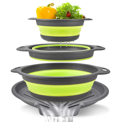 🥗 New Arrivals 49% OFF💥3-Piece Collapsible Colander Set with Draining Base – Space-Saving Kitchen Strainers for Fruits, Pasta & Vegetables