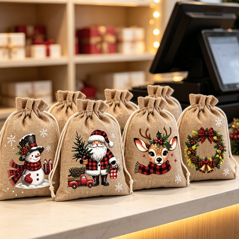 📢📢49% OFF !! ⏰Christmas Drawstring Gift Bags