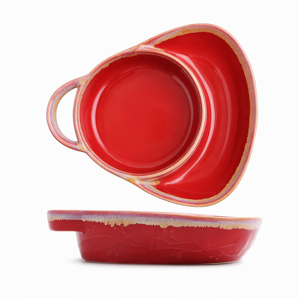 🥄Last Day 49% OFF – Retro Ceramic Divided Baking Dish with Single Handle
