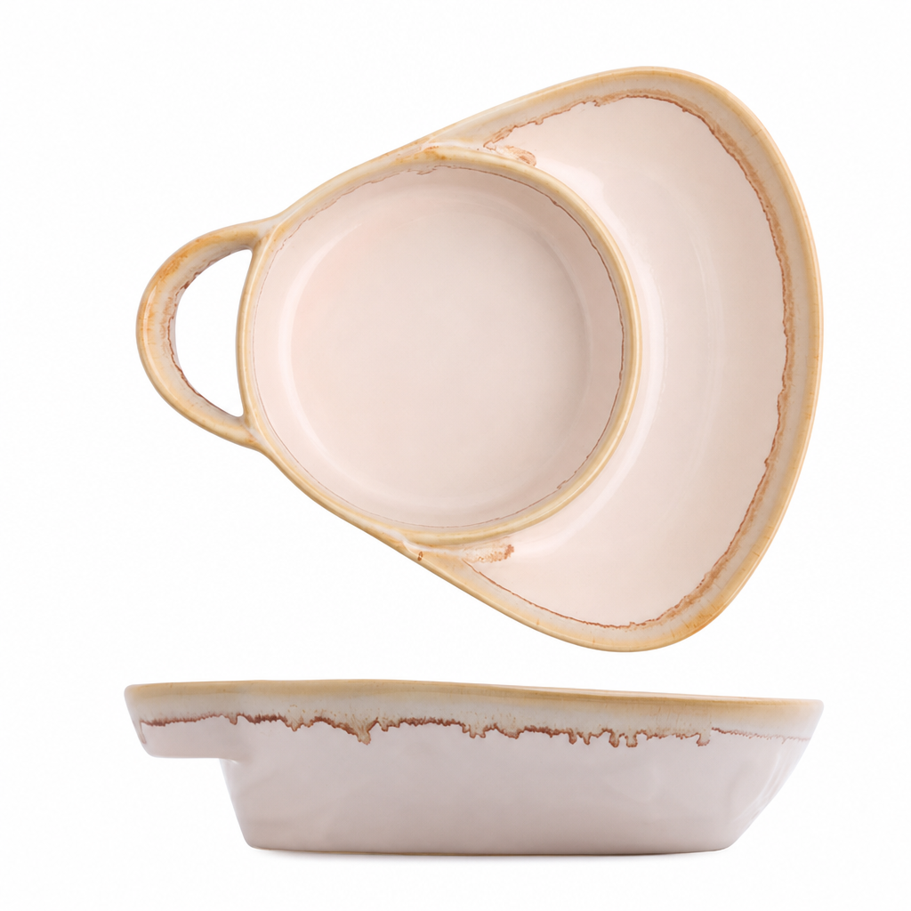 🥄Last Day 49% OFF – Retro Ceramic Divided Baking Dish with Single Handle
